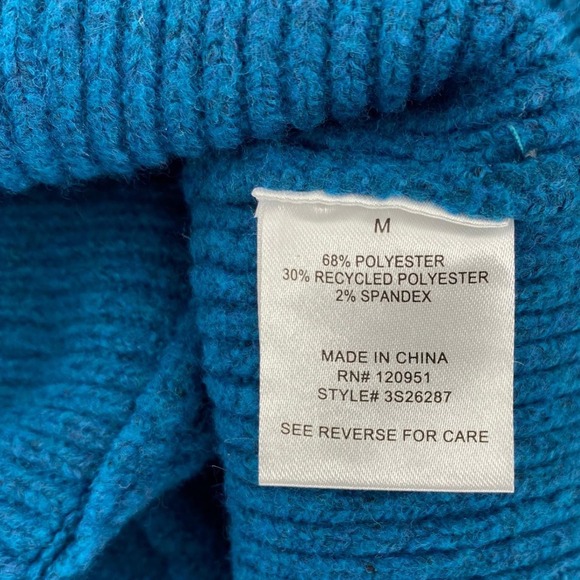 Teal Blue Cable Knit Wrap V Neck Sweater Size M Soft Balletcore Coquette Cottage - Picture 10 of 10